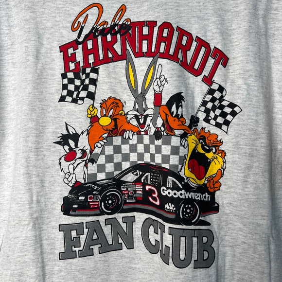 Vintage Dale Earnhardt Fan Club Looney Tunes Grey T Shirt Made In USA Large - Picture 3 of 6